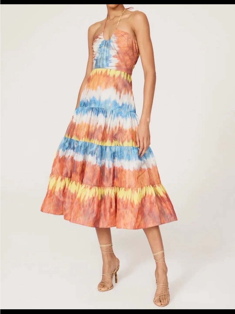 ALEXIS Roberta Tiered Tie-dye Midi Dress size S